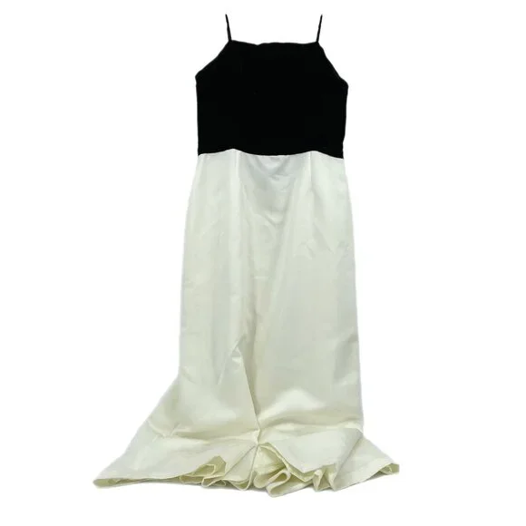 Alex Evenings | Dresses | Alex Evenings Black White Velvet Top Maxi Dress  High Neck | Poshmark